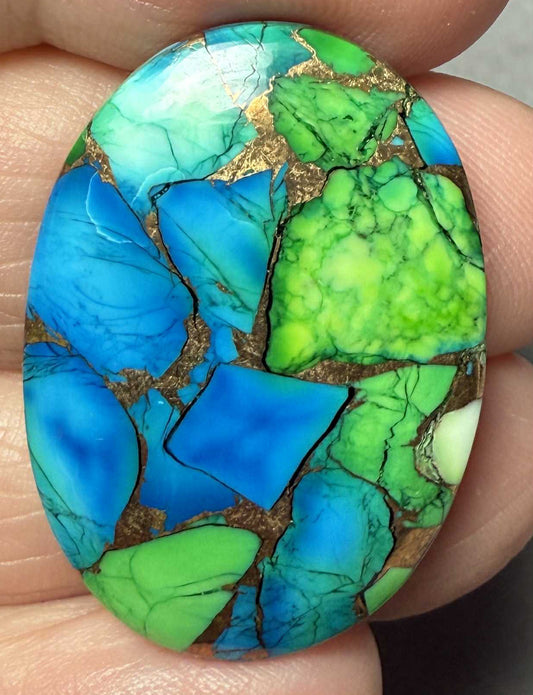 Oval 31x22mm Peacock Dahlia Cabochon 10