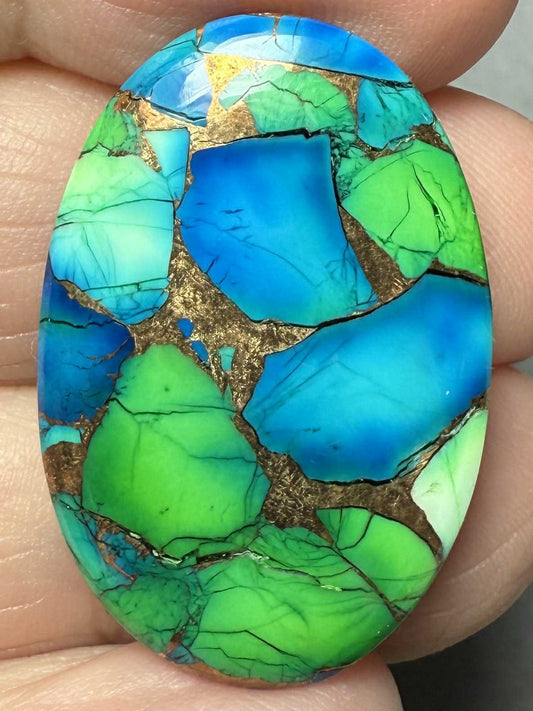 Oval 31x20mm Peacock Dahlia Cabochon 11