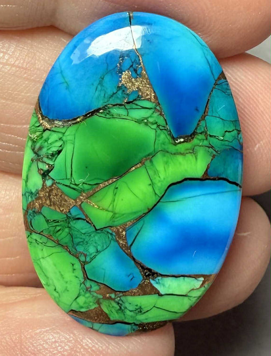 Oval 31x20mm Peacock Dahlia Cabochon 13