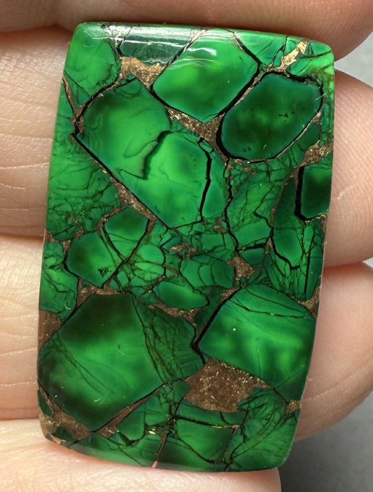 Rectangle 31x19mm Forest Dahlia Cabochon 06