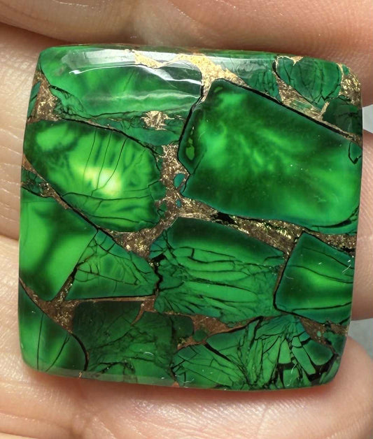 Square 26x26mm Forest Dahlia Cabochon 09