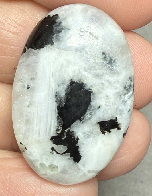 Oval 30x20mm Rainbow Moonstone with Tourmaline Cabochon 29