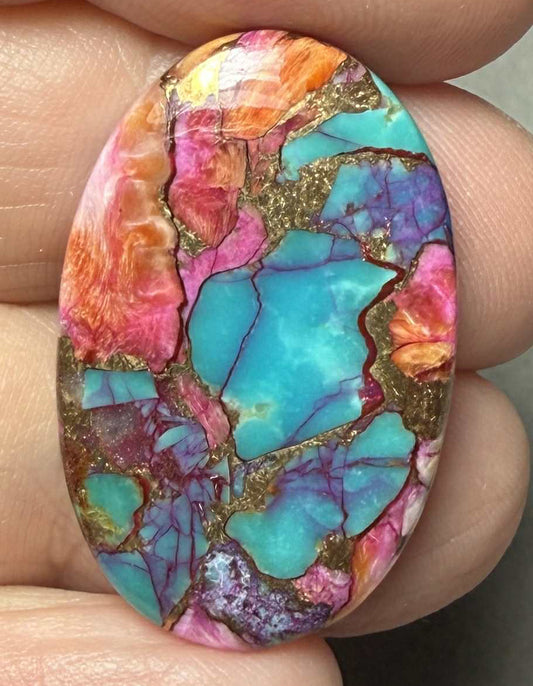 Oval 30x19mm Starburst Dahlia Cabochon 08