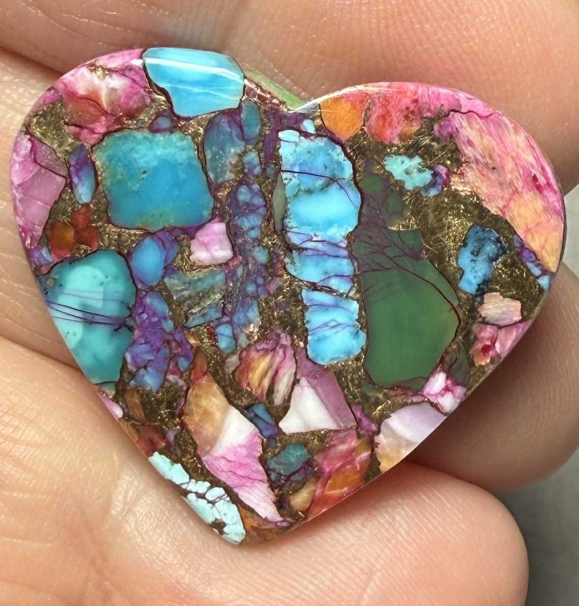 Heart 26x30mm Starburst Dahlia Cabochon 10