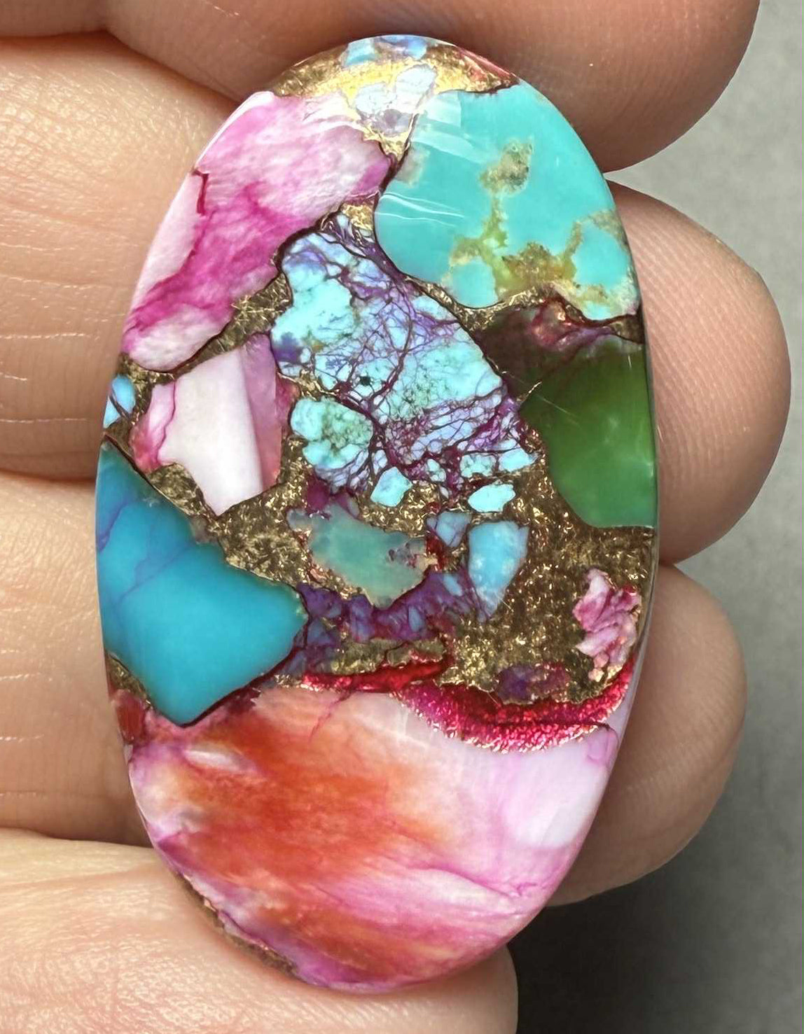 Oval 34x20mm Starburst Dahlia Cabochon 14