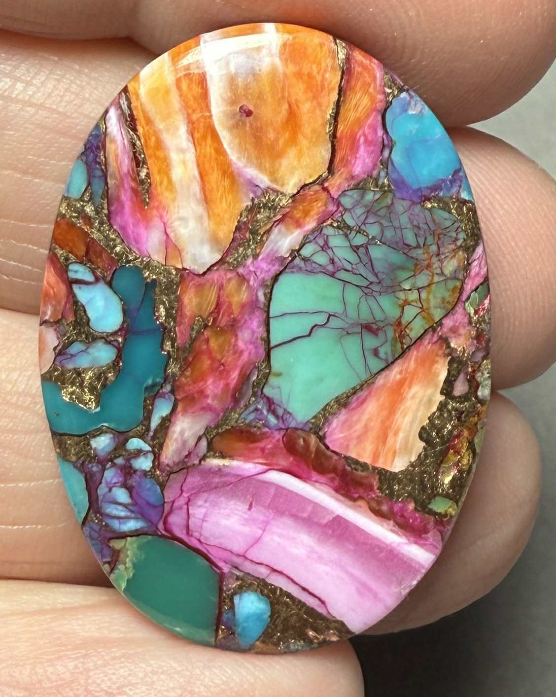 Oval 33x23mm Starburst Dahlia Cabochon 16