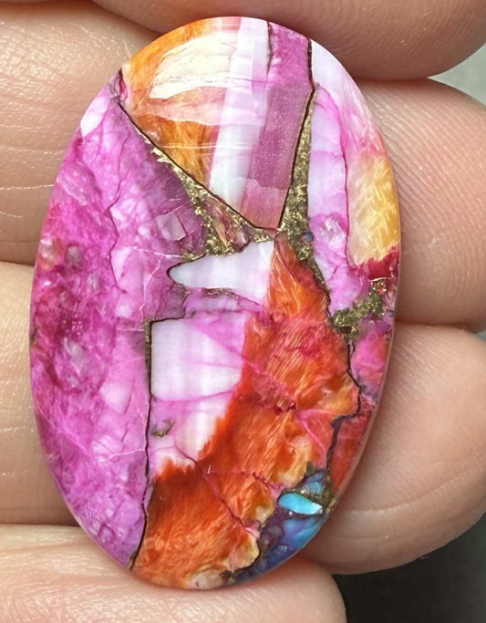 Oval 30x19mm Starburst Dahlia Cabochon 17