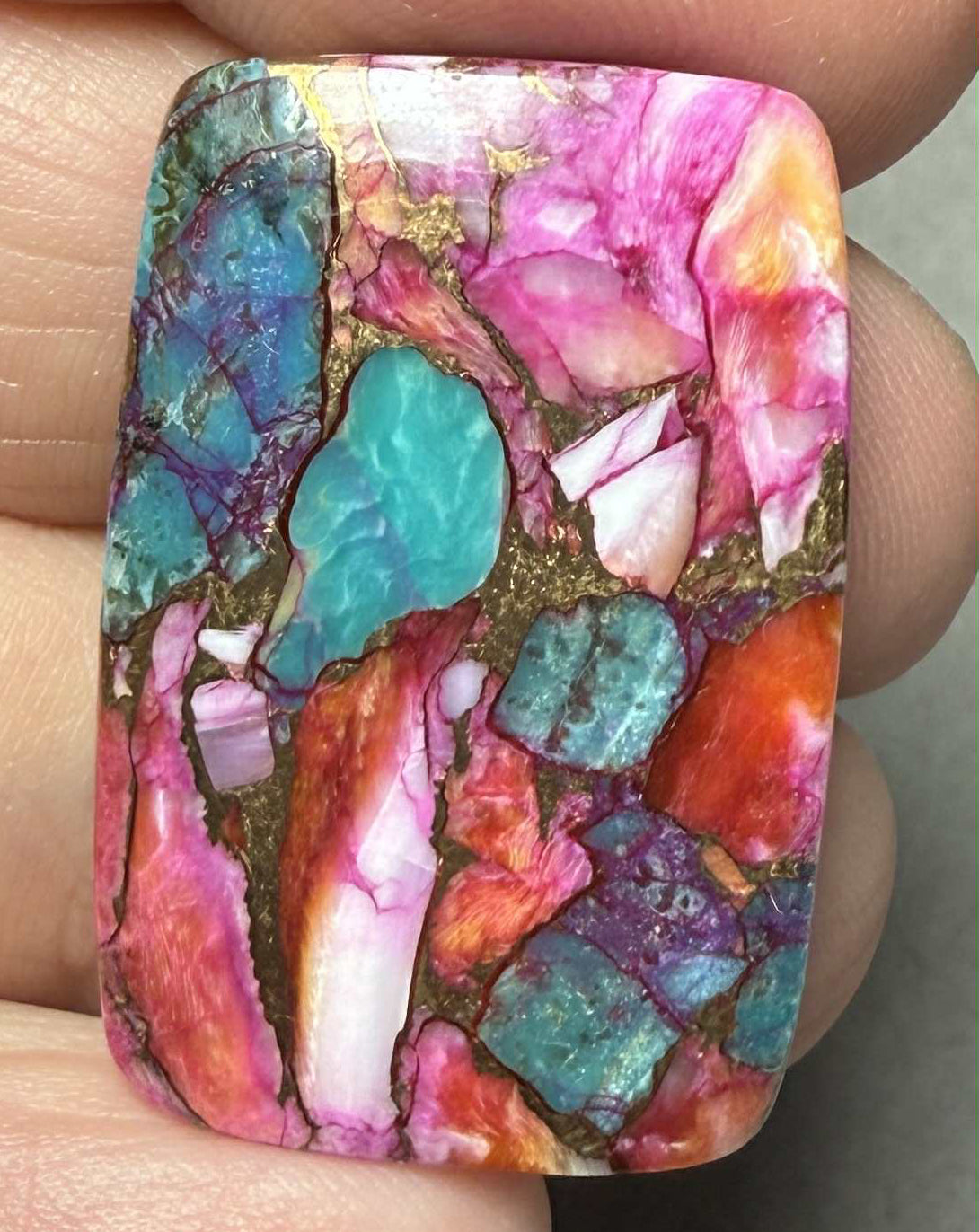 Rectangle 31x20mm Starburst Dahlia Cabochon 30