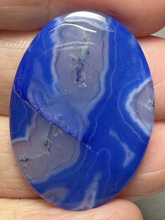 Oval 34x24mm Blue Agate Cabochon 03