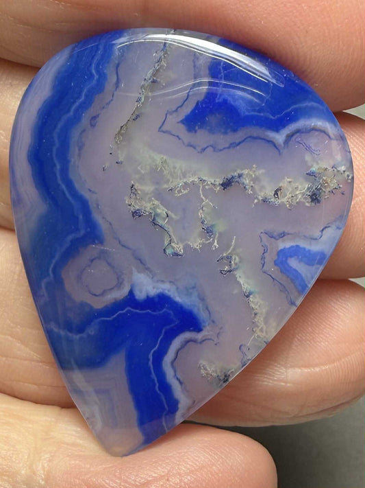 Teardrop 40x31mm Blue Agate Cabochon 07