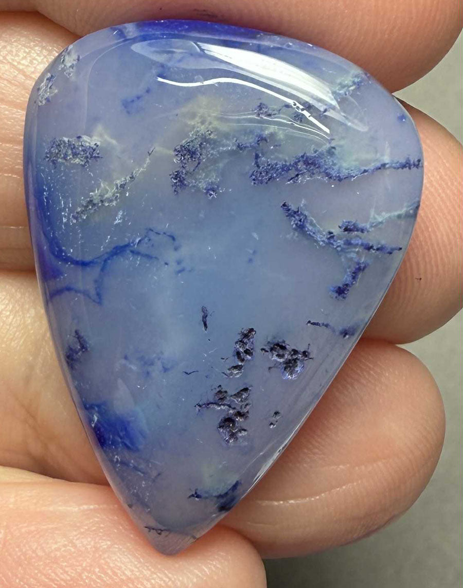 Teardrop 30x22mm Blue Agate Cabochon 21