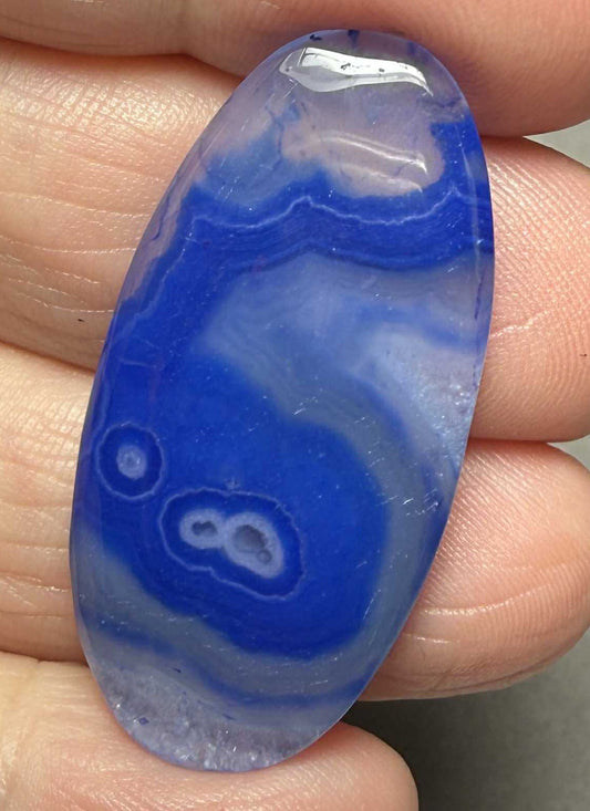 Oval 39x19mm Blue Agate Cabochon 22