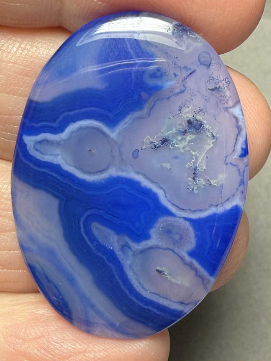 Oval 38x27mm Blue Agate Cabochon 24