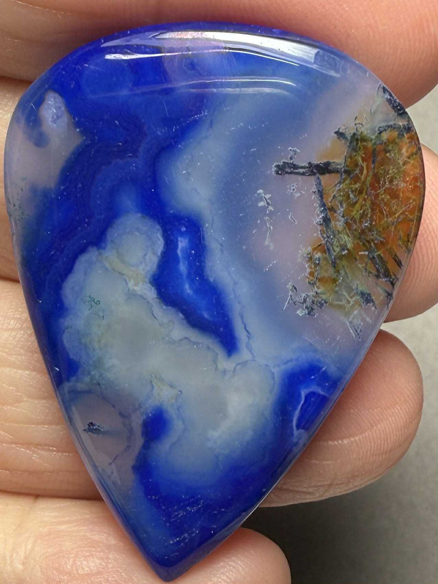 Teardrop 43x31mm Blue Agate Cabochon 27