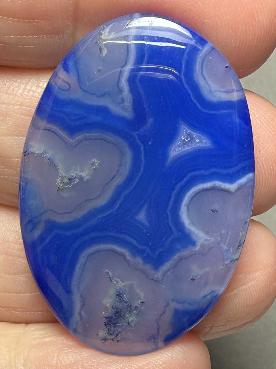 Oval 38x26mm Blue Agate Cabochon 28