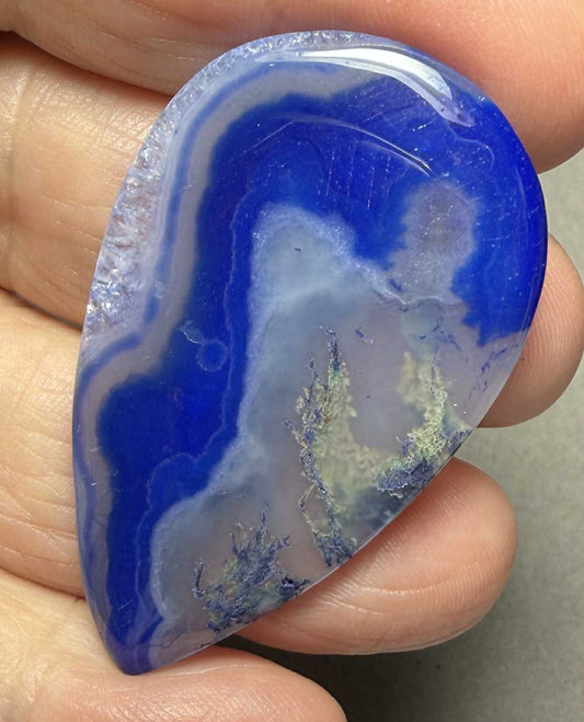 Teardrop 47x28mm Blue Agate Cabochon 30