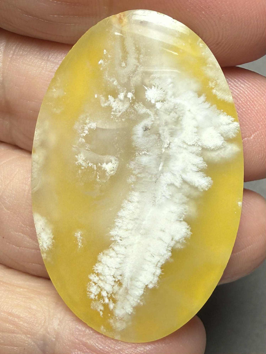 Oval 44x28mm Indonesian Plume Agate Doublet Cabochon 64