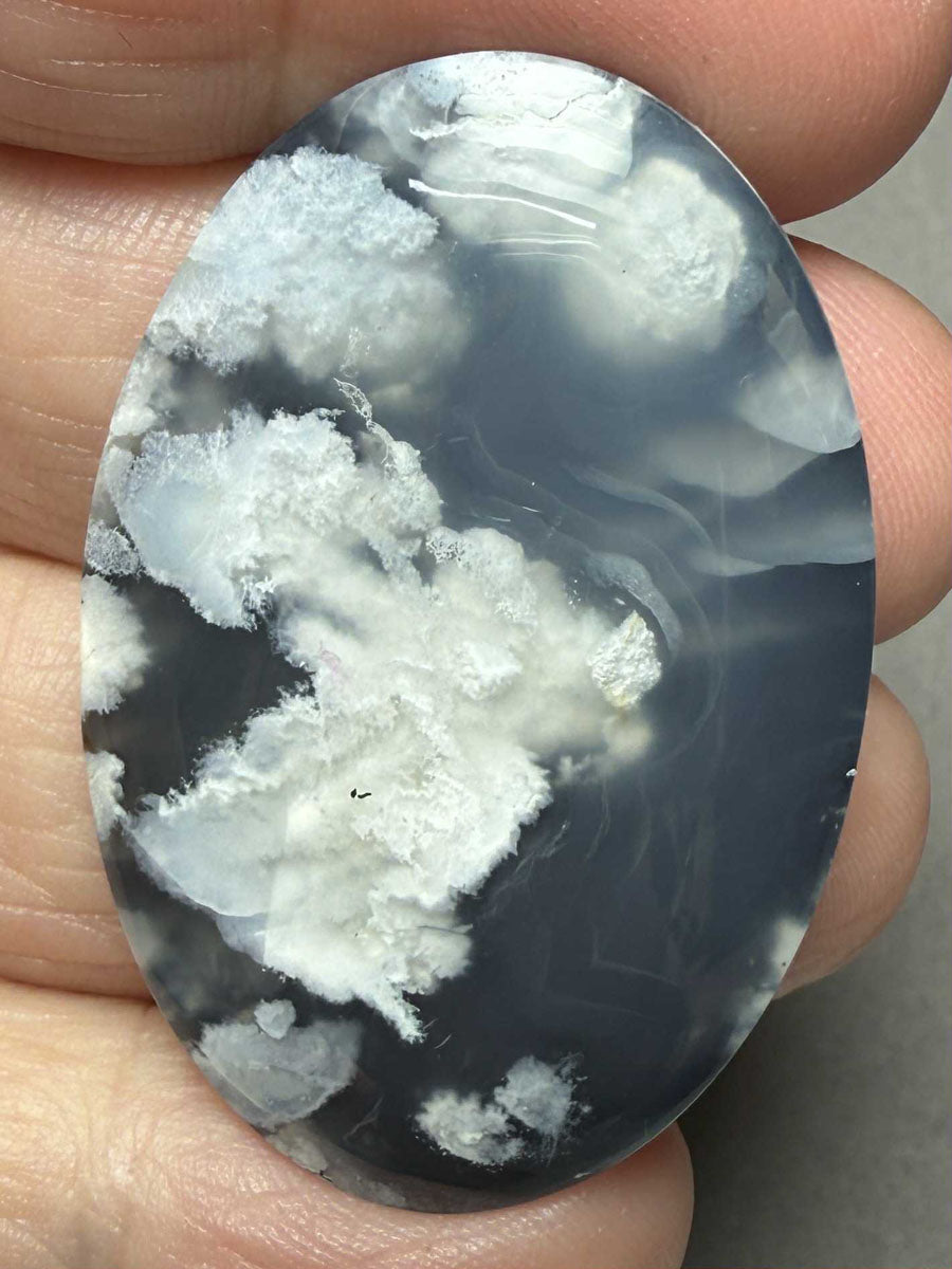 Oval 42x28mm Indonesian Plume Agate Doublet Cabochon 76