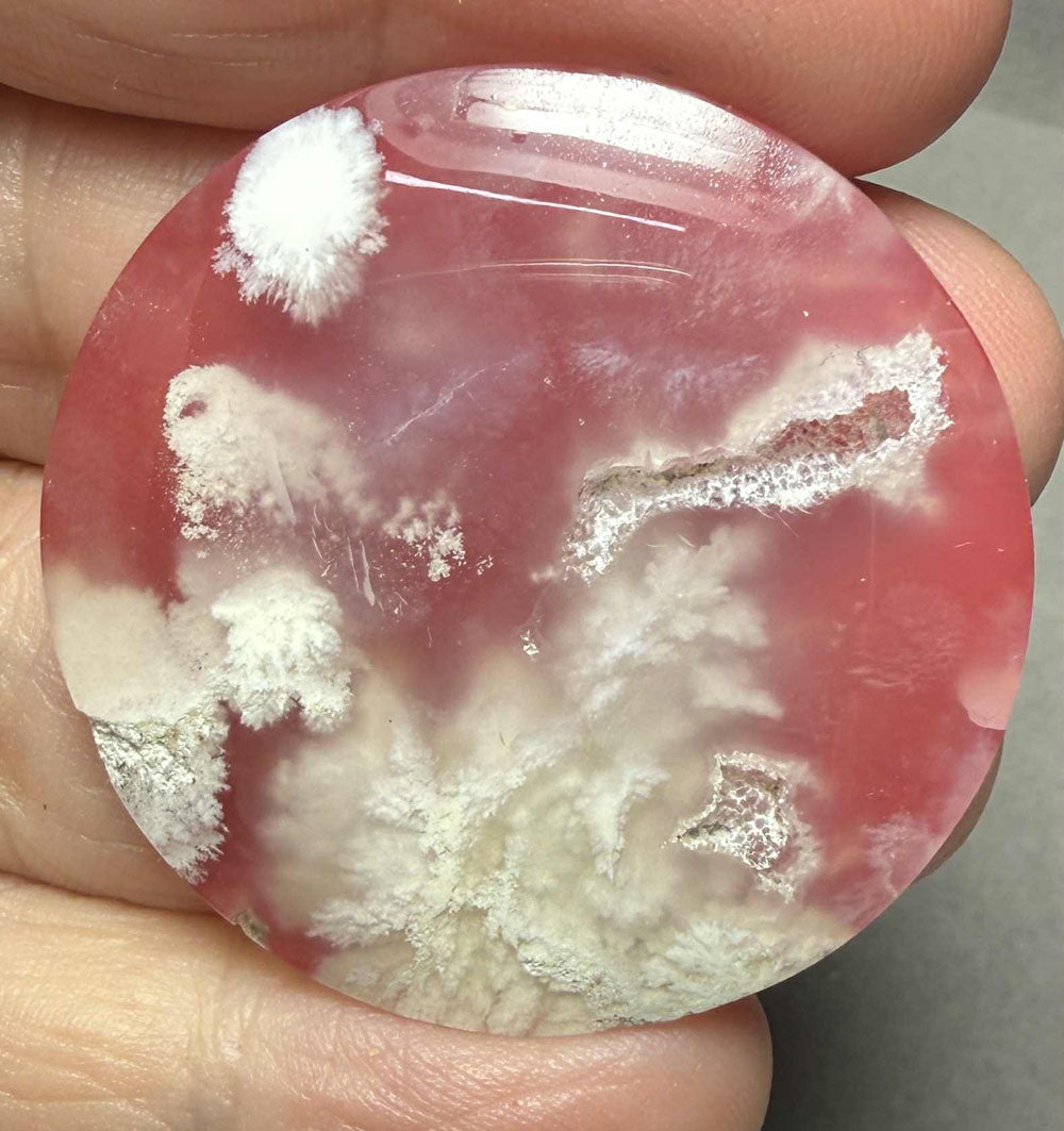 Round 38x38mm Indonesian Plume Agate Doublet Cabochon 87