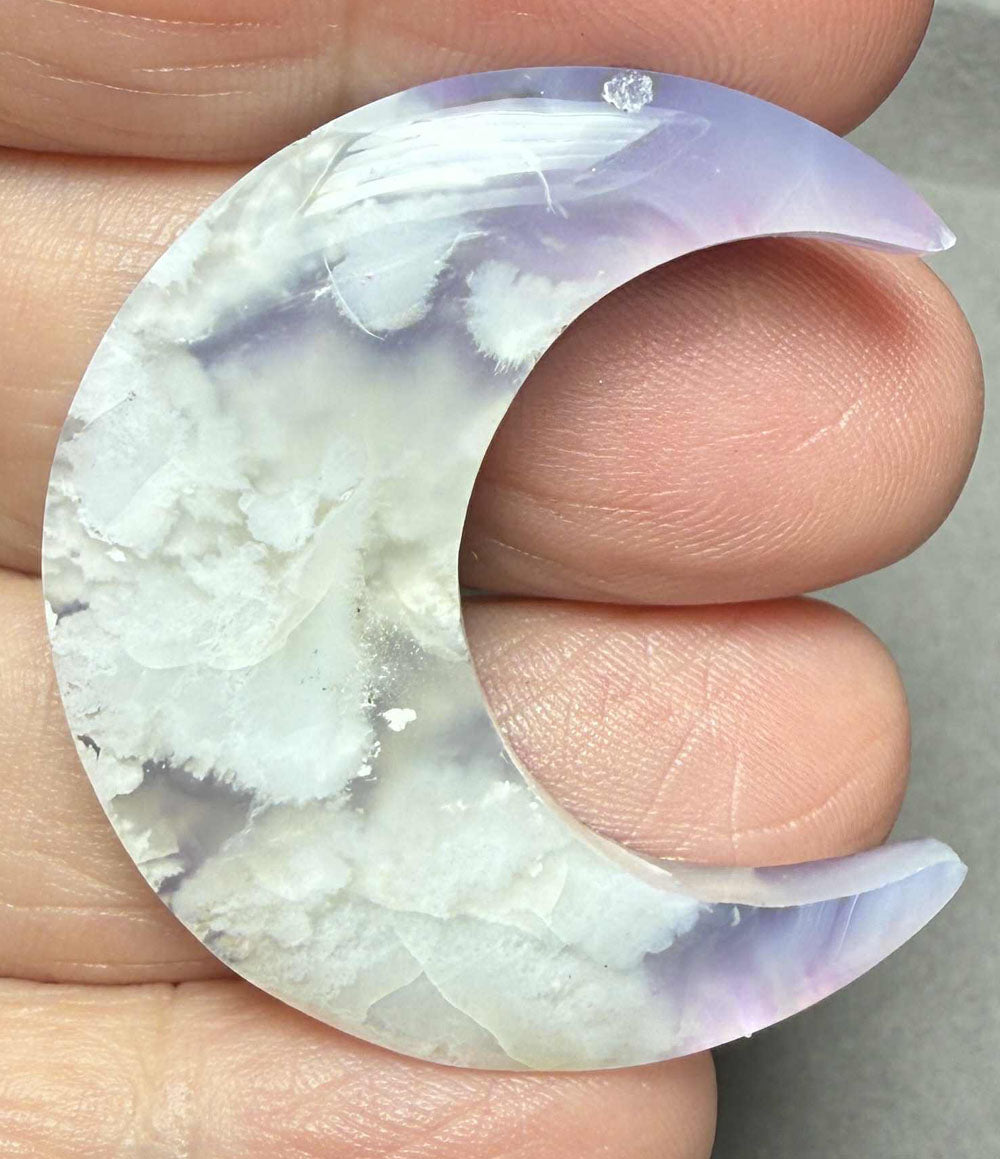 Moon 38x34mm Indonesian Plume Agate Doublet Cabochon 88