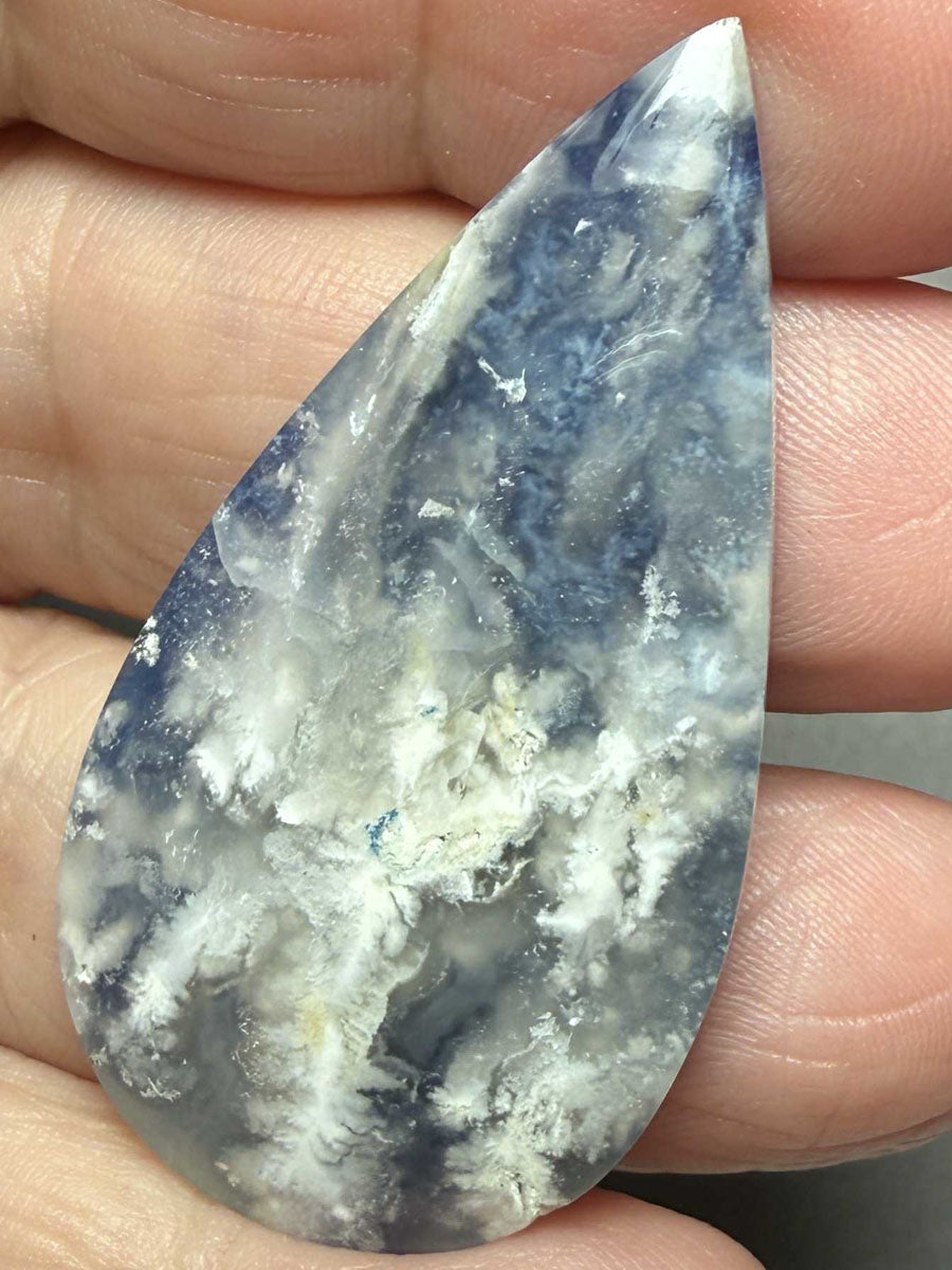 Teardrop 48x25mm Indonesian Plume Agate Doublet Cabochon 90