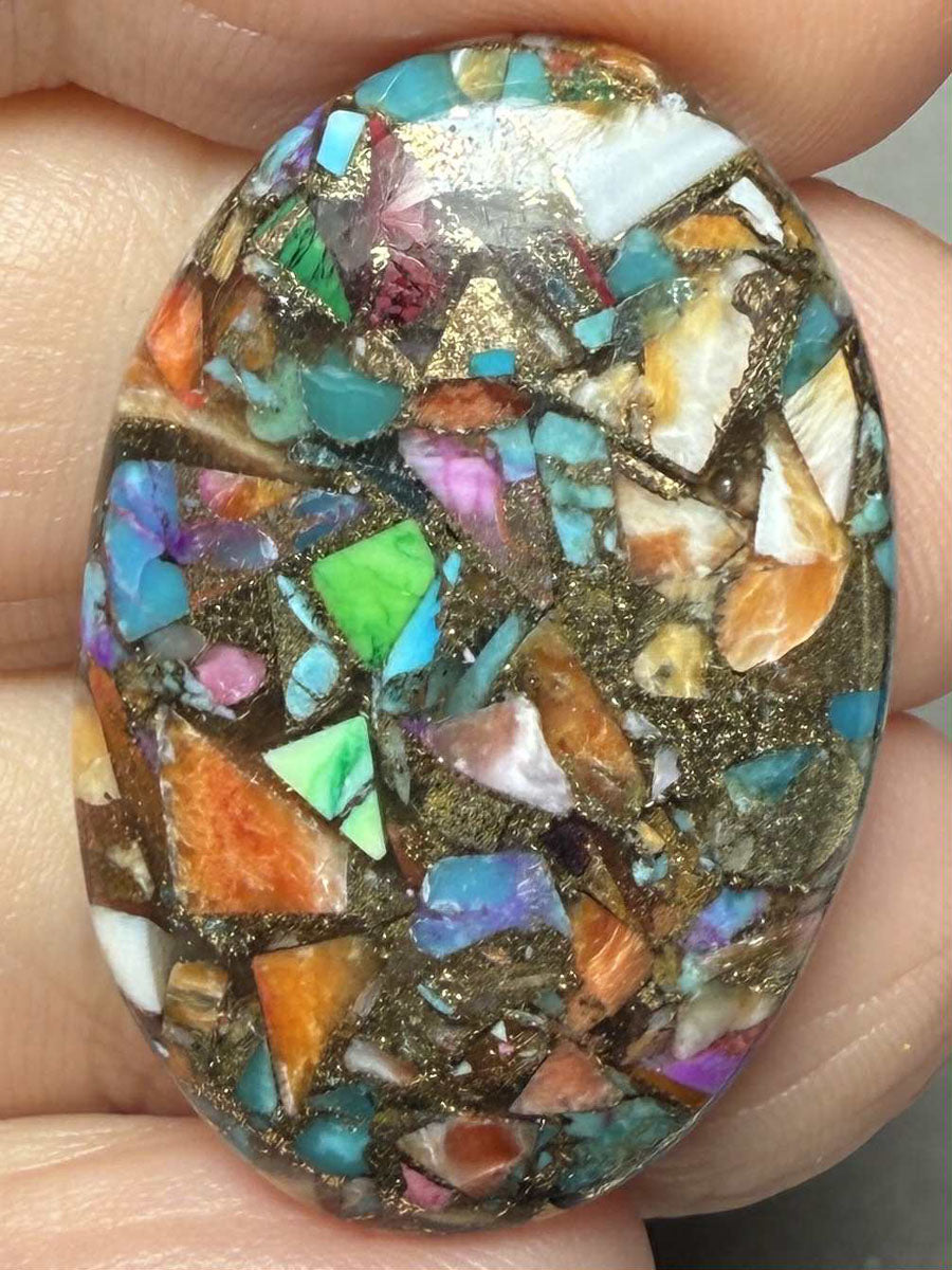 Oval 31x20mm Mixed Turquoise Dahlia Cabochon 04