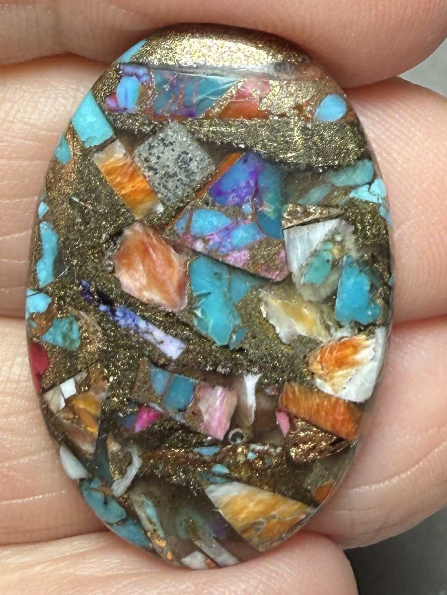 Oval 33x22mm Mixed Turquoise Dahlia Cabochon 07