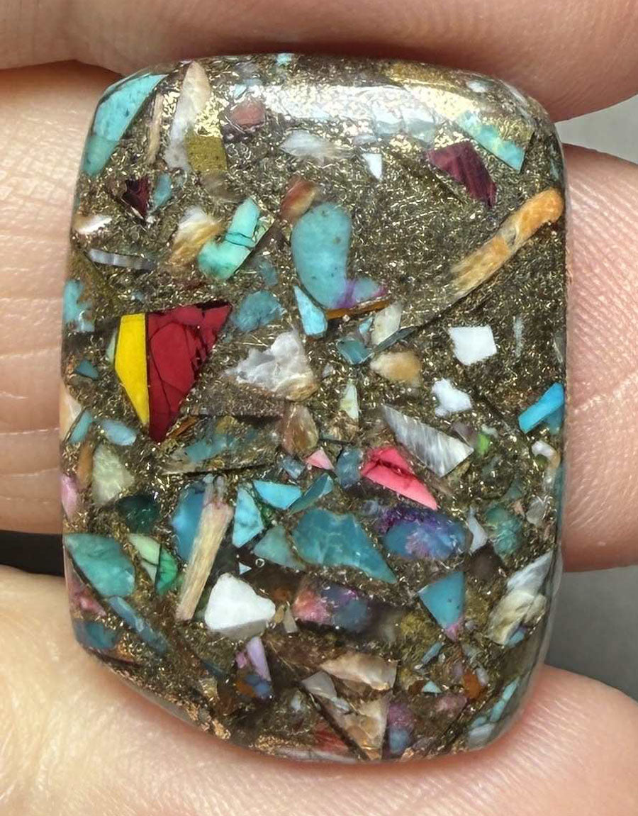 Freeform 25x18mm Mixed Turquoise Dahlia Cabochon 11