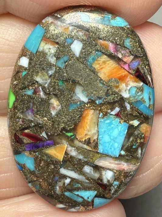 Oval 32x22mm Mixed Turquoise Dahlia Cabochon 16