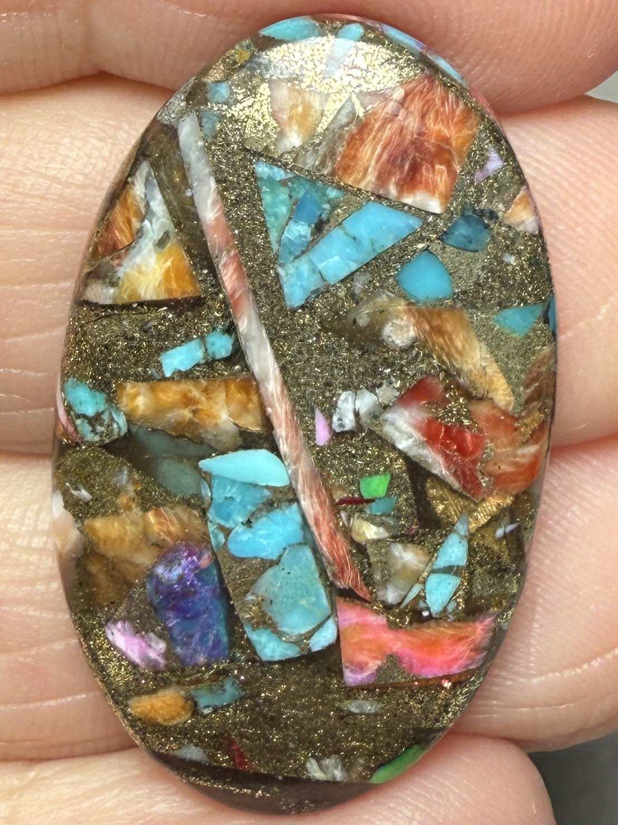 Oval 33x19mm Mixed Turquoise Dahlia Cabochon 24