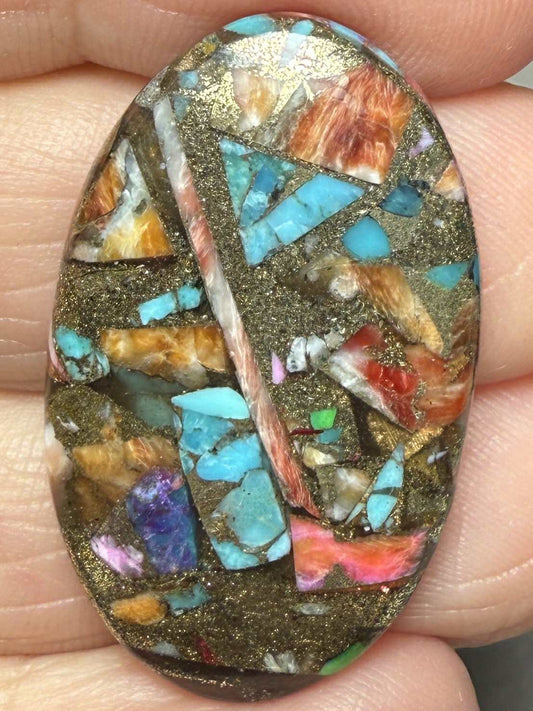 Oval 33x19mm Mixed Turquoise Dahlia Cabochon 24