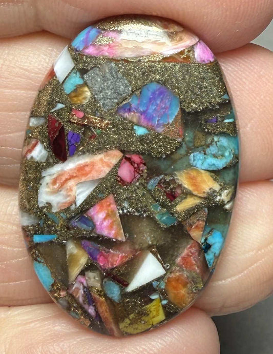 Oval 33x22mm Mixed Turquoise Dahlia Cabochon 27