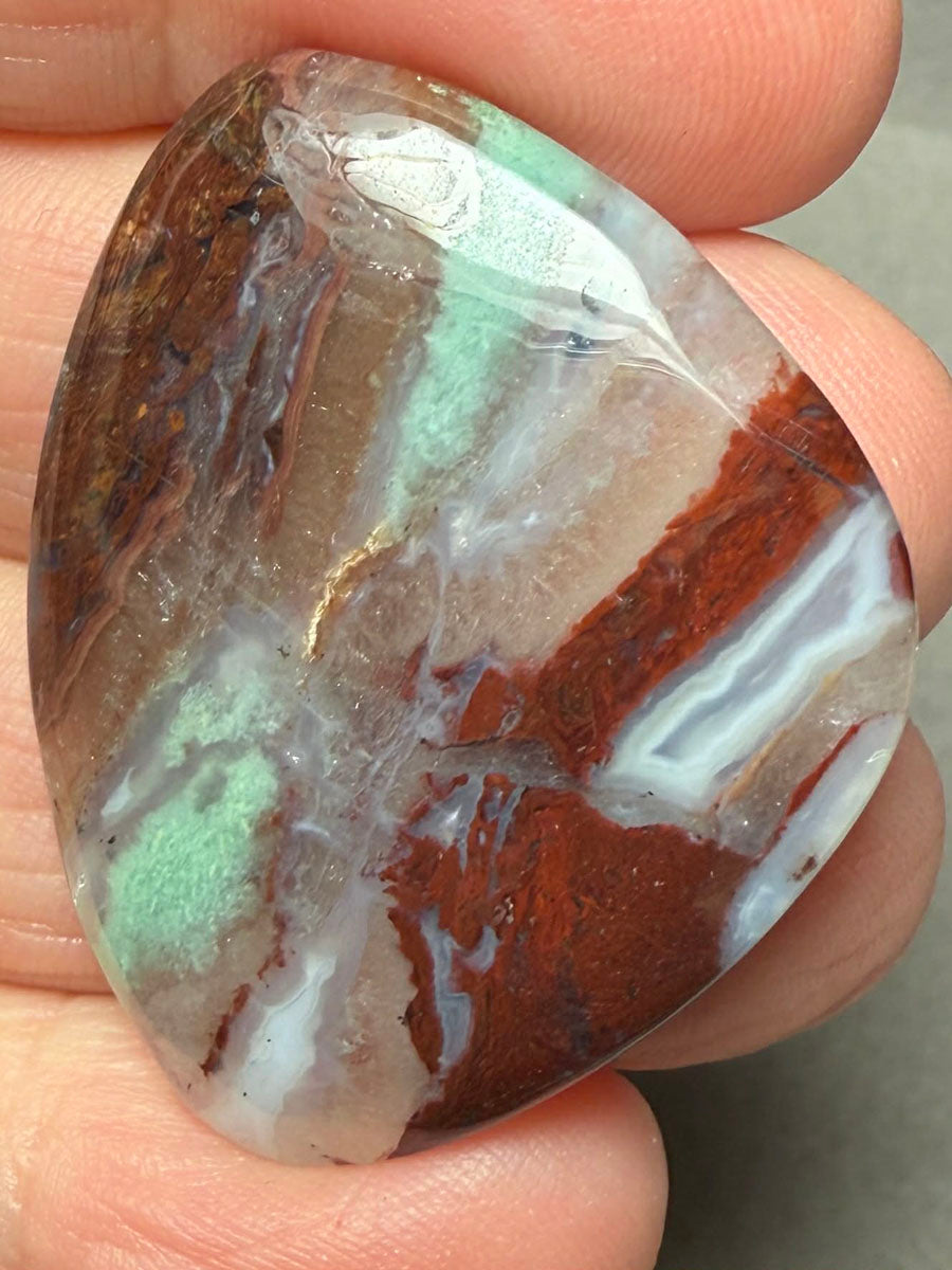 Freeform 37x29mm Aqua Chalcedony Cabochon 01