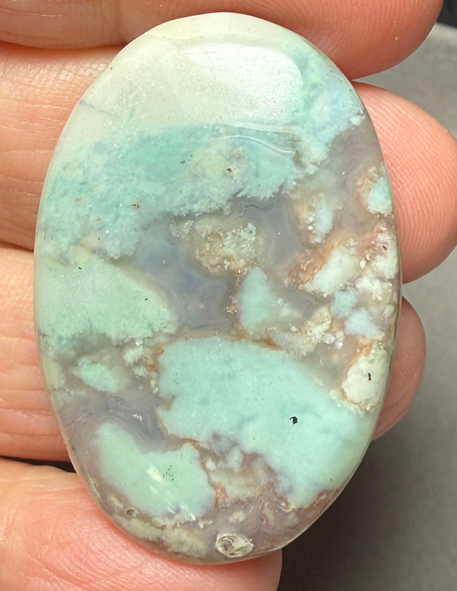 Oval 41x28mm Aqua Chalcedony Cabochon 07