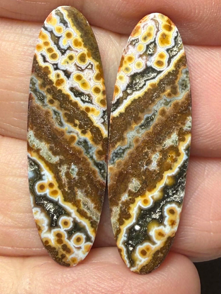 Oval 32x10mm Ocean Jasper Cabochon Pair 43