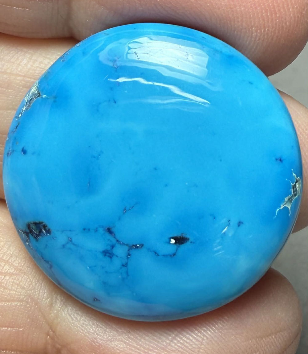 Round 29x29mm Feroza Turquoise Cabochon 53
