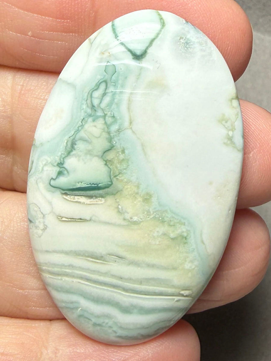 Oval 47x29mm Green Lace Jasper Cabochon 35