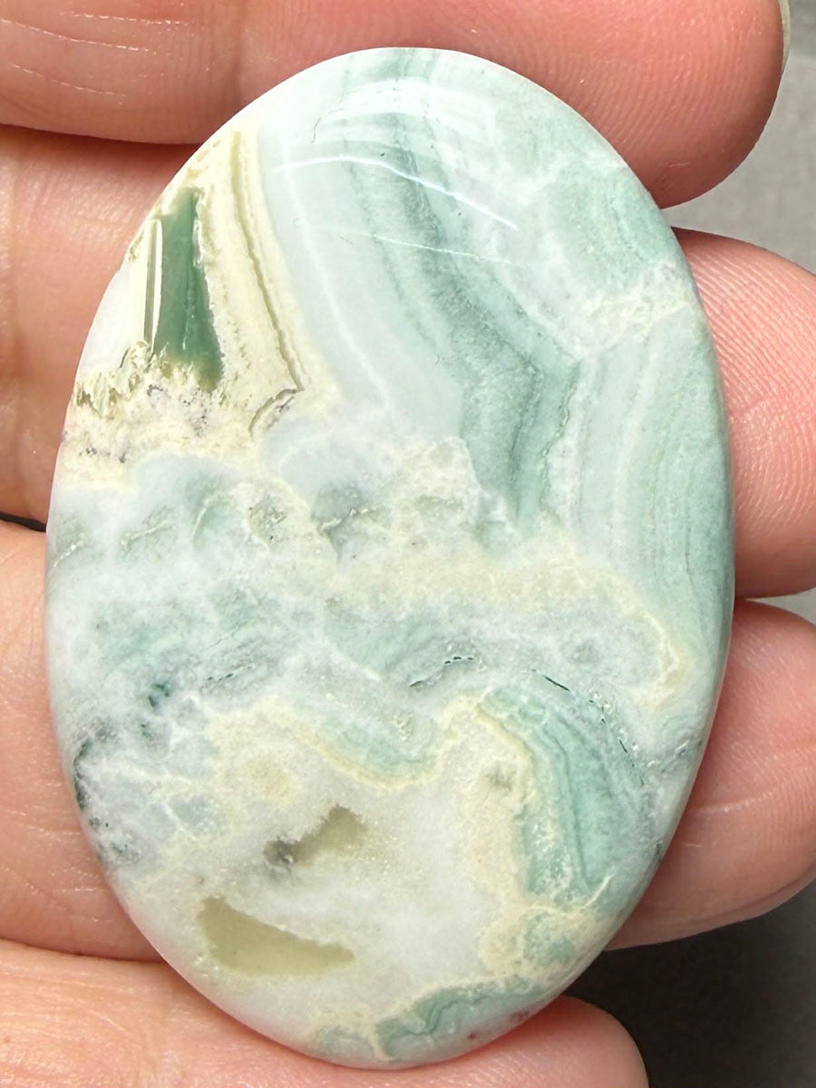 Oval 45x30mm Green Lace Jasper Cabochon 42