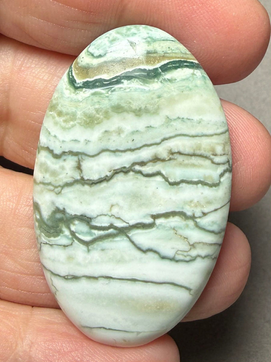 Oval 44x28mm Green Lace Jasper Cabochon 44