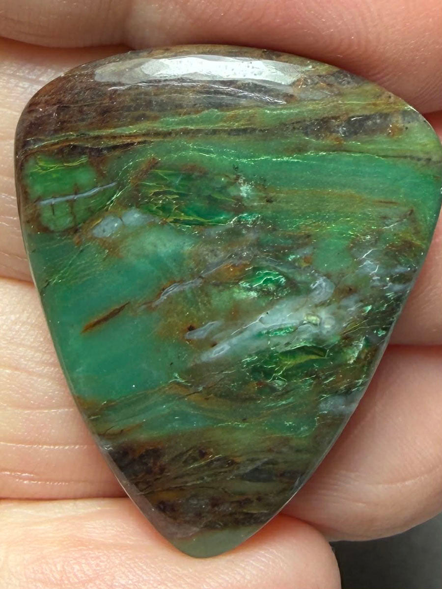 Teardrop 32x25mm Gary Green Jasper Cabochon 29