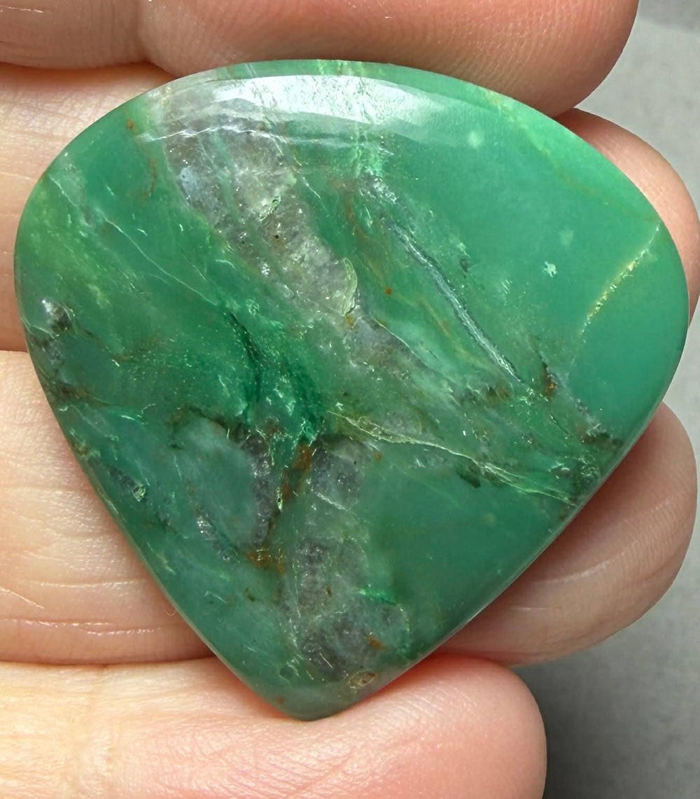 Teardrop 32x32mm Gary Green Jasper Cabochon 37