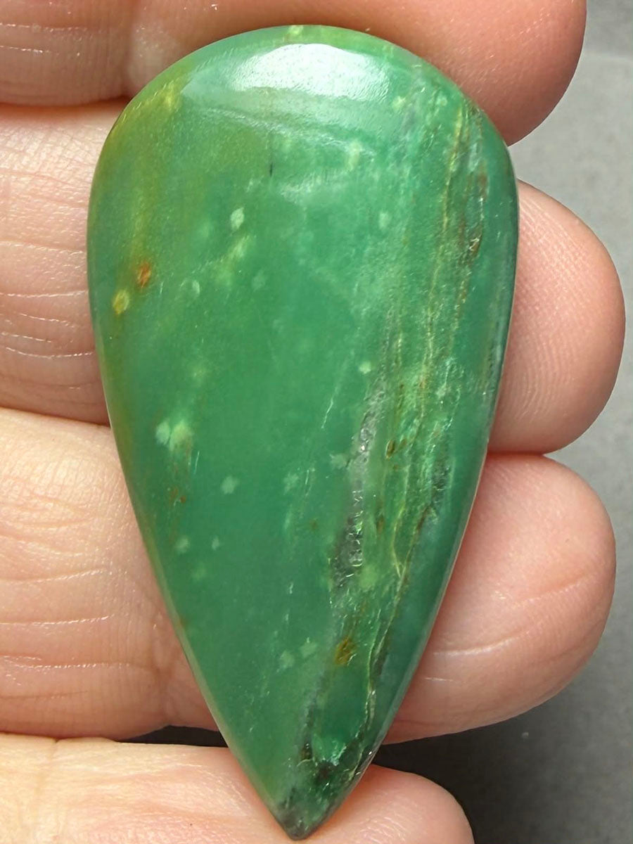 Teardrop 41x22mm Gary Green Jasper Cabochon 42