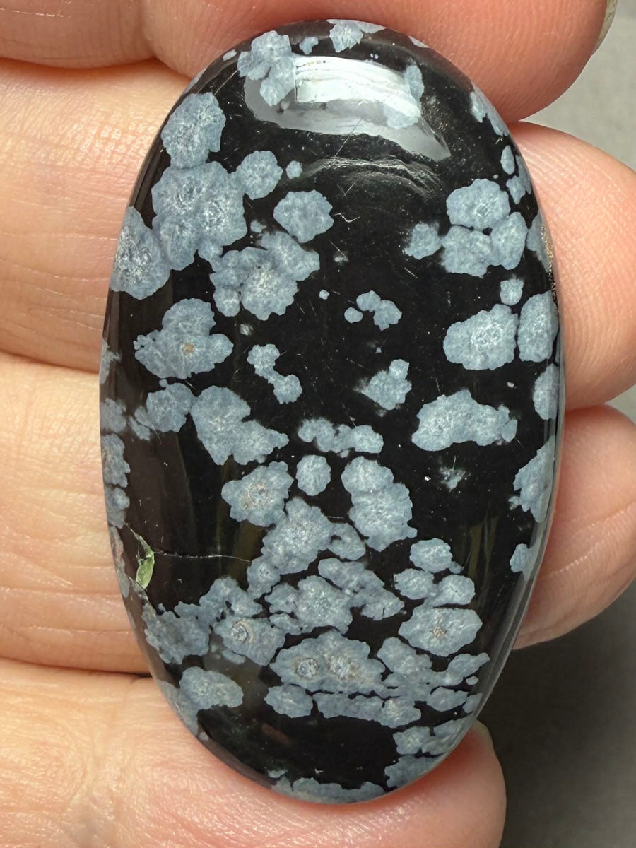 Oval 42x24mm Snowflake Obsidian Cabochon 45