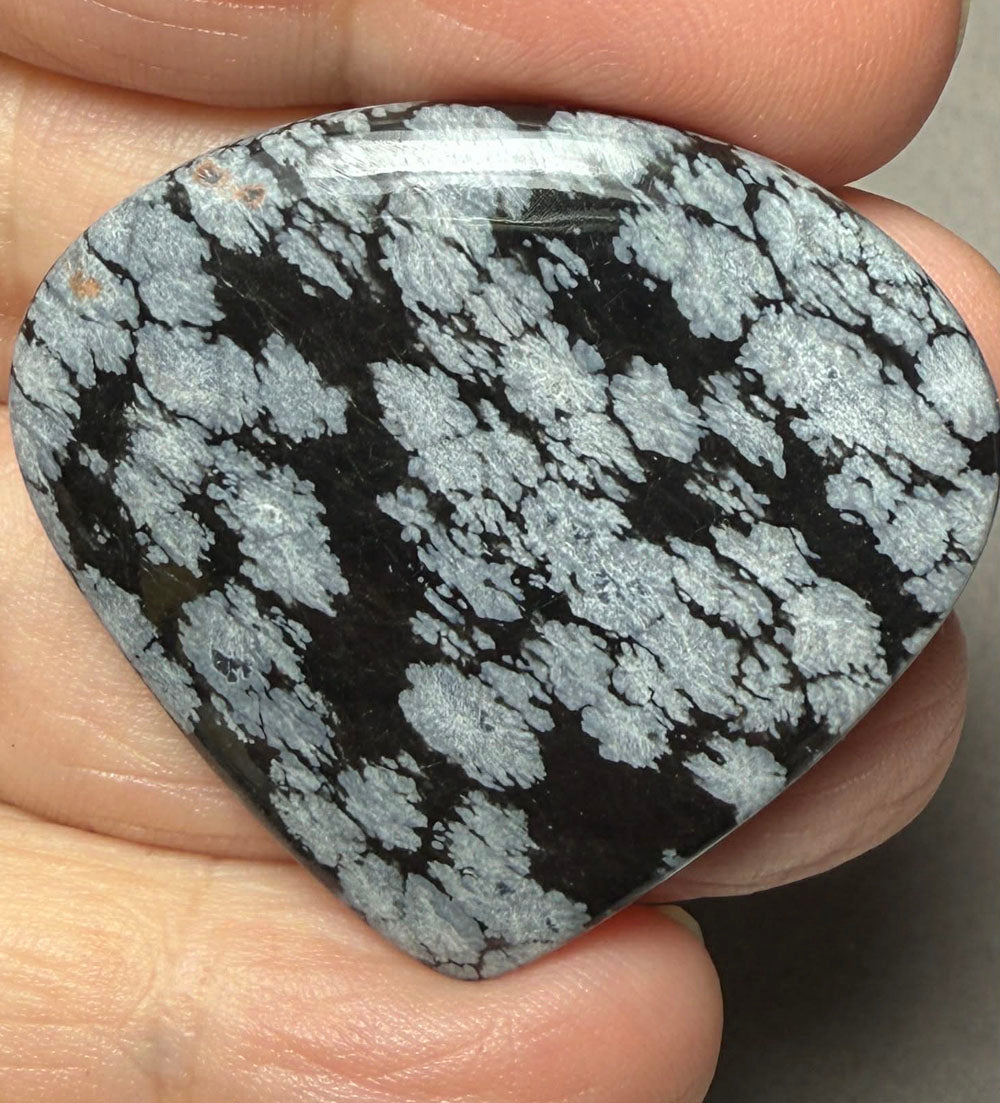 Teardrop 36x39mm Snowflake Obsidian Cabochon 48