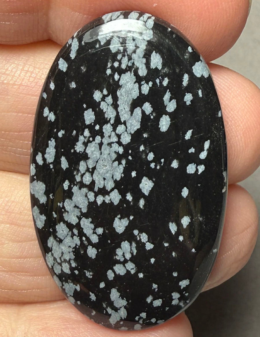 Oval 40x24mm Snowflake Obsidian Cabochon 52