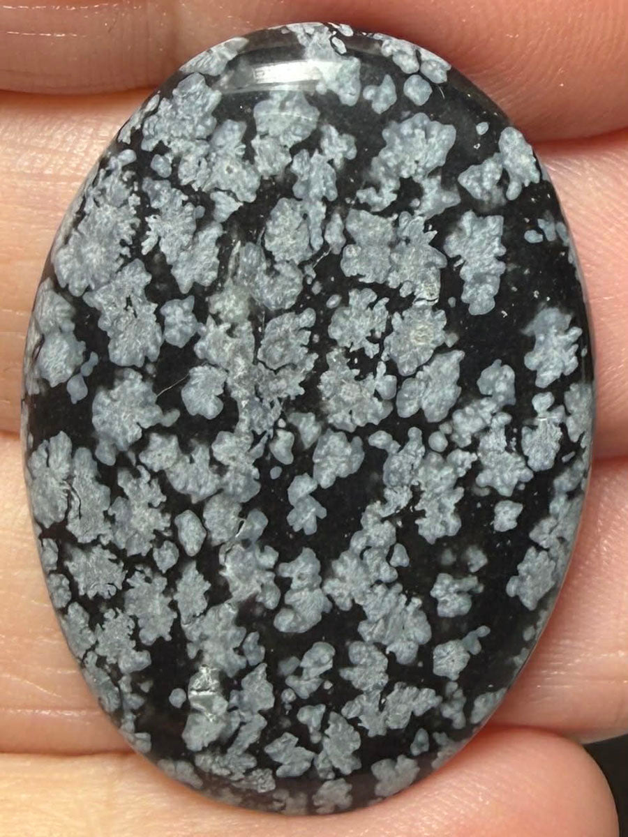 Oval 34x24mm Snowflake Obsidian Cabochon 55