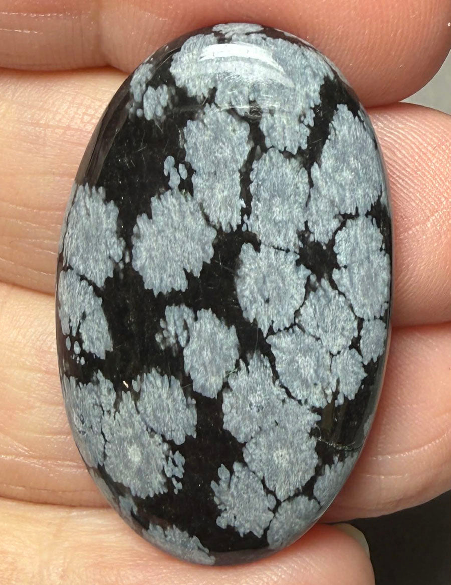 Oval 38x23mm Snowflake Obsidian Cabochon 58