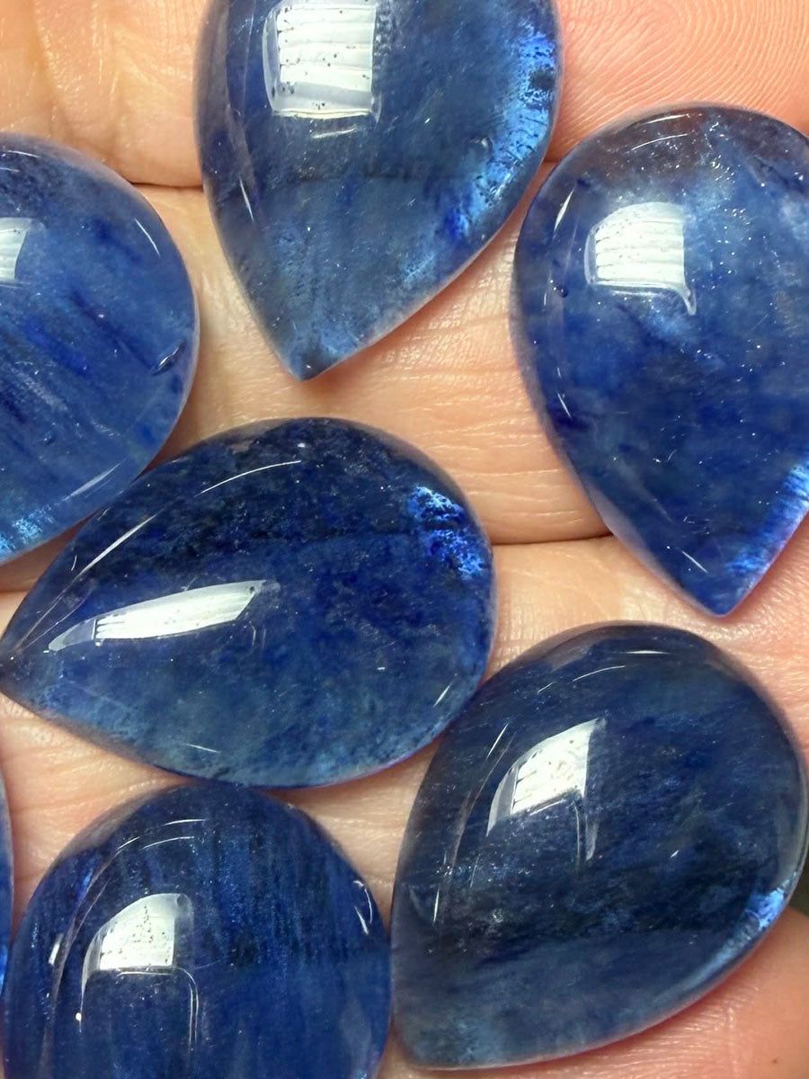 Single Teardrop 25mm Long Blueberry Quartz Cabochon