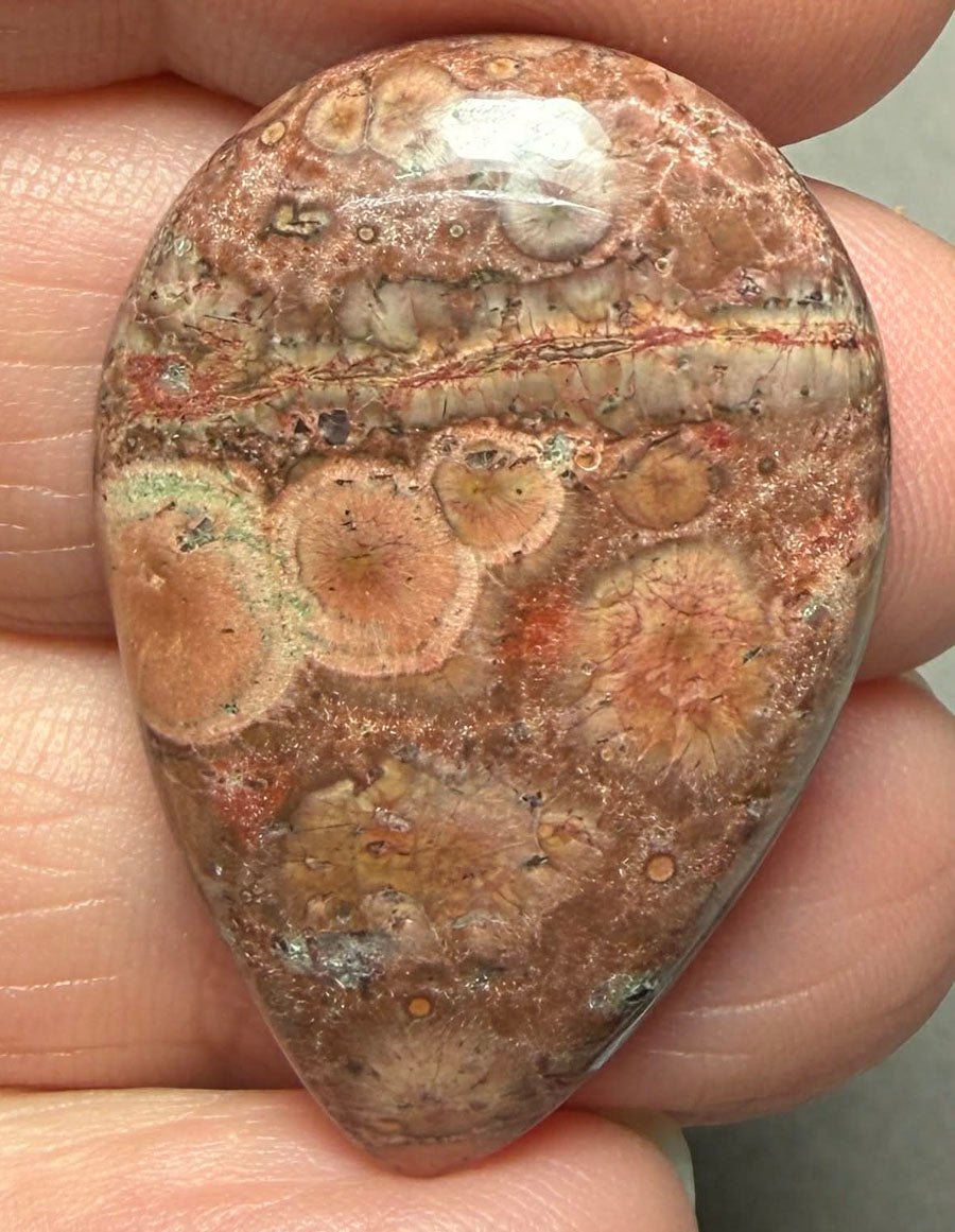 Teardrop 34x23mm Poppy Jasper Cabochon 34