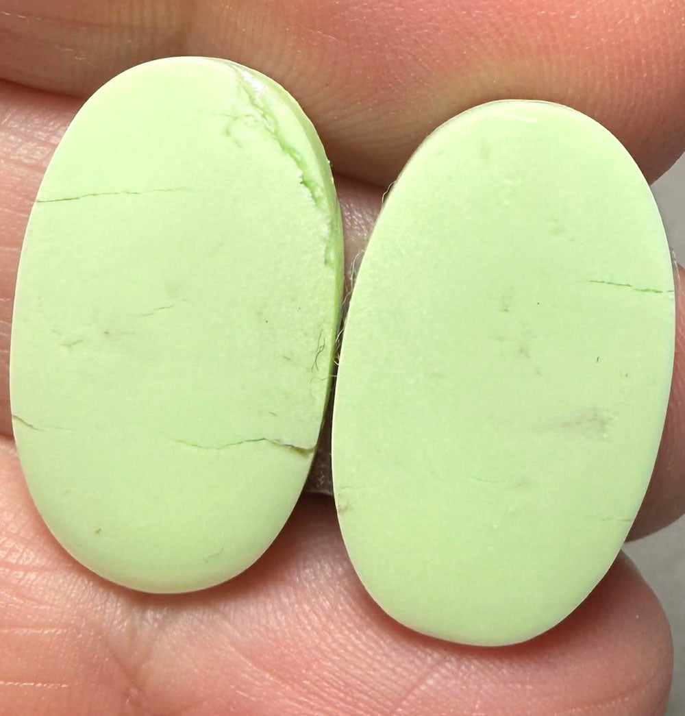 Oval 23x14mm Lemon Chrysoprase Cabochon Pair 36